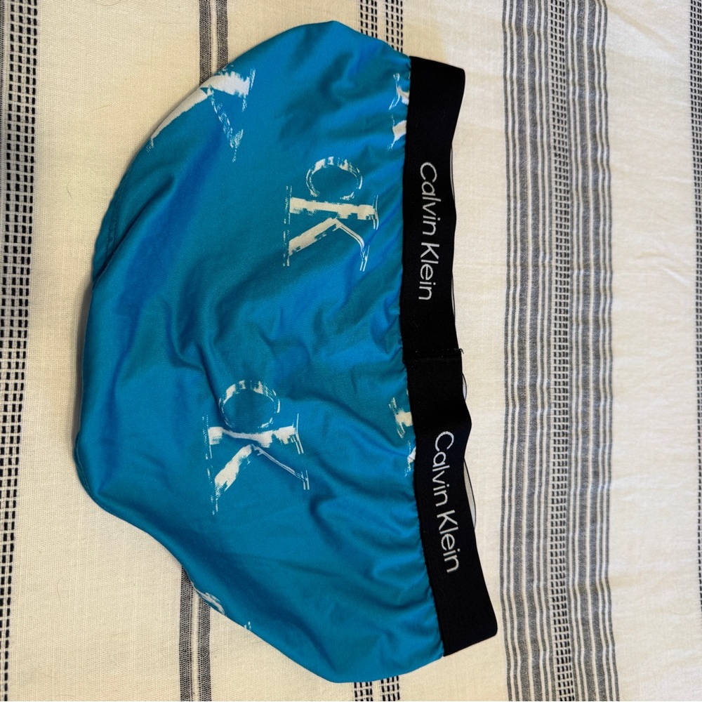 Calvin Klein Blue Teal Bikini Briefs with Black Logo Waistband - Picture 2 of 2
